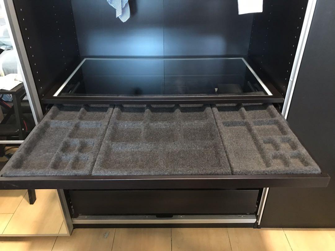 Ikea Komplement Pull-out Tray with Insert (Category: Shelves, Cabinets & Racks) located in Kuala Lumpur. Submitted by blessed_bear (Listing ID 1098313790, Image 2). Description: Size: 100x58 Detail: Width- 96.5cm Frame, width- 100cm Depth- 56.3cm Height- 6.7cm Frame, Depth- 58cm Max Load- 10kg.