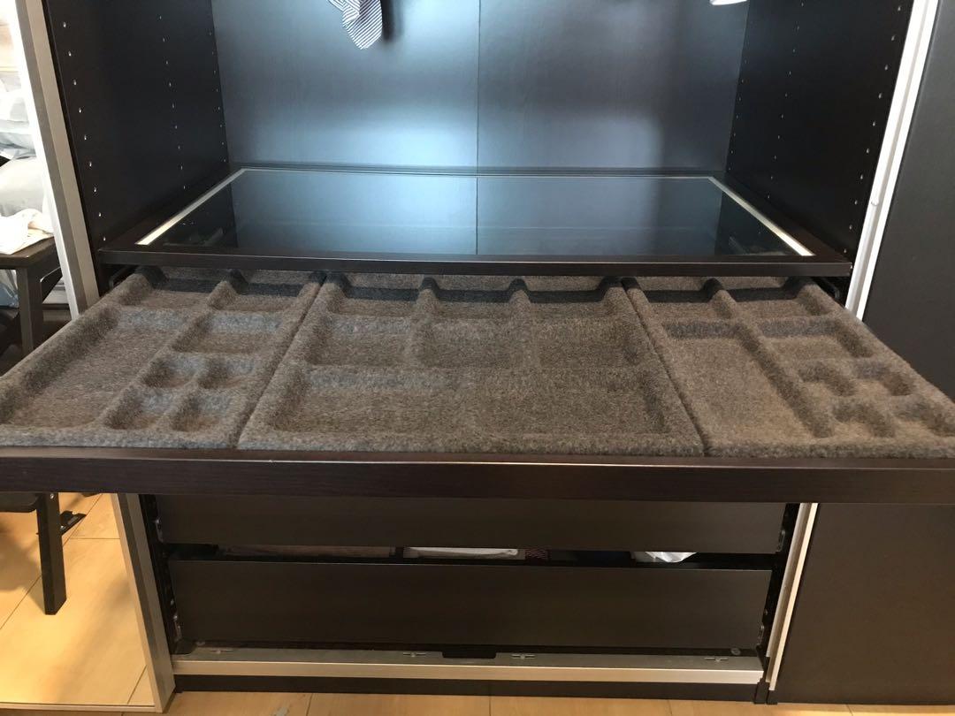 Ikea Komplement Pull-out Tray with Insert (Category: Shelves, Cabinets & Racks) located in Kuala Lumpur. Submitted by blessed_bear (Listing ID 1098313790, Image 3). Description: Size: 100x58 Detail: Width- 96.5cm Frame, width- 100cm Depth- 56.3cm Height- 6.7cm Frame, Depth- 58cm Max Load- 10kg.