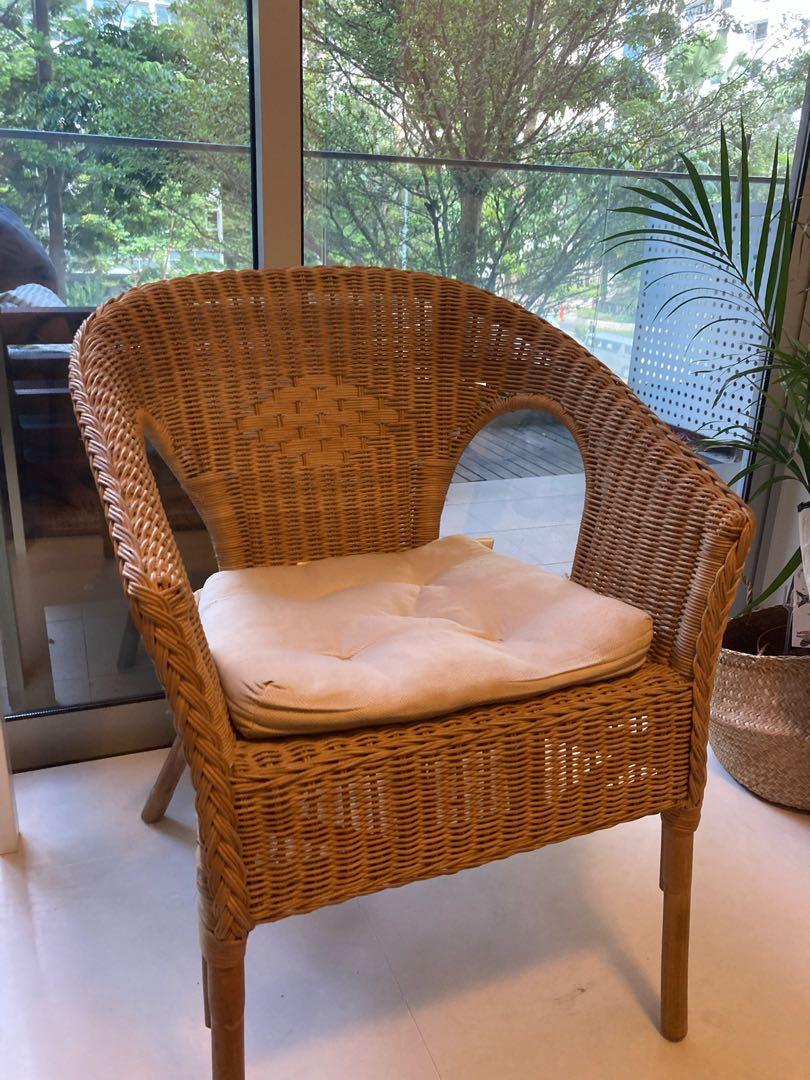 Ikea rattan chair with seat cushion and back pillow Furniture Home Living Furniture Chairs on Carousell
