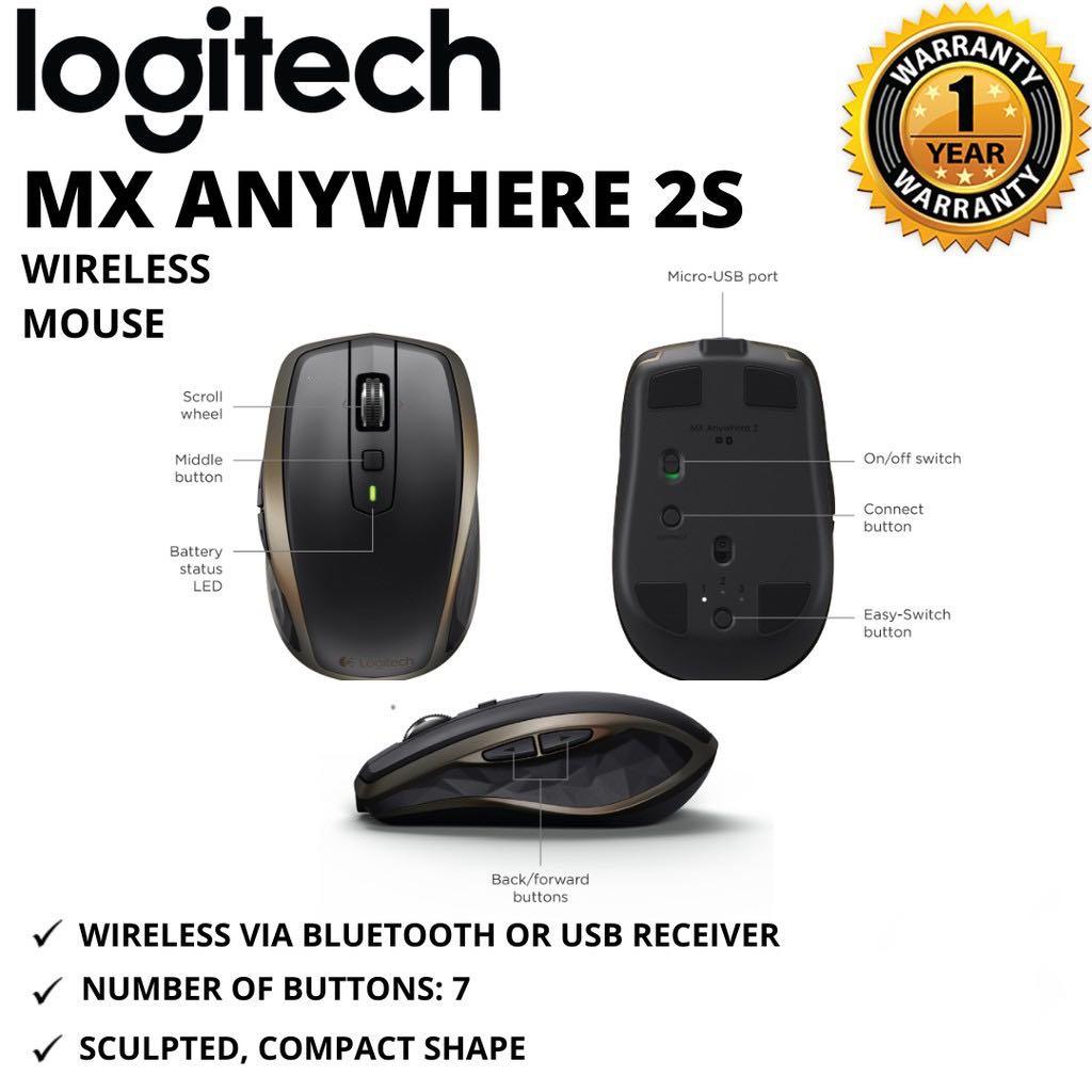 twinkle knude Fortolke Logitech MX Anywhere 2S Wireless Mouse, Multi-Device, 4000 DPI  Laptop/PC/Mac/iPad OS - Graphite(910-005156), Computers & Tech, Parts &  Accessories, Mouse & Mousepads on Carousell