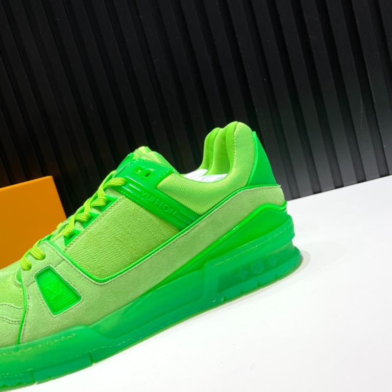 Auth Louis Vuitton Hi-Top Sneakers White / Green Men's Size 41 US8  26cm New