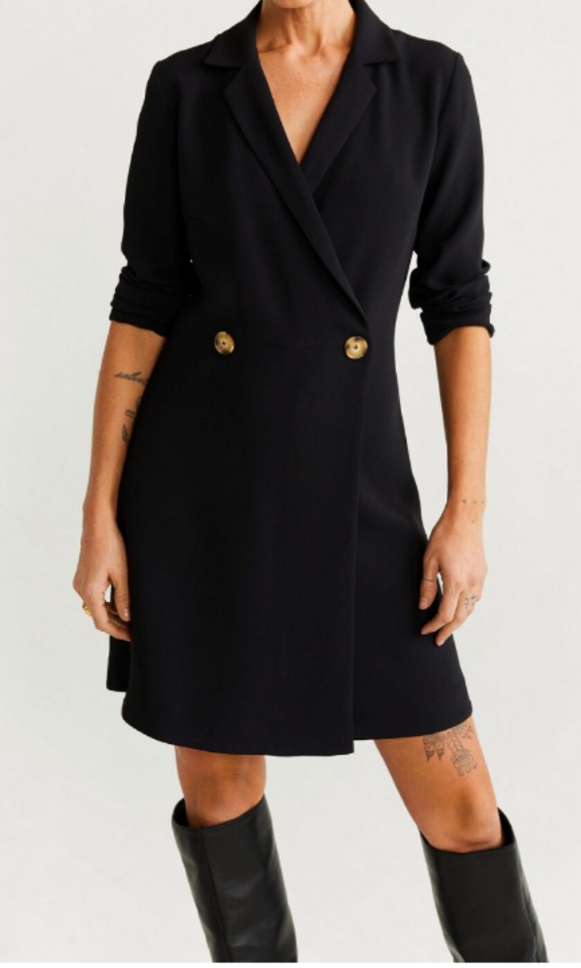 mango buttoned wrap dress