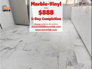 Marble-look Vinyl Floors & Walls [1-Day Completion]