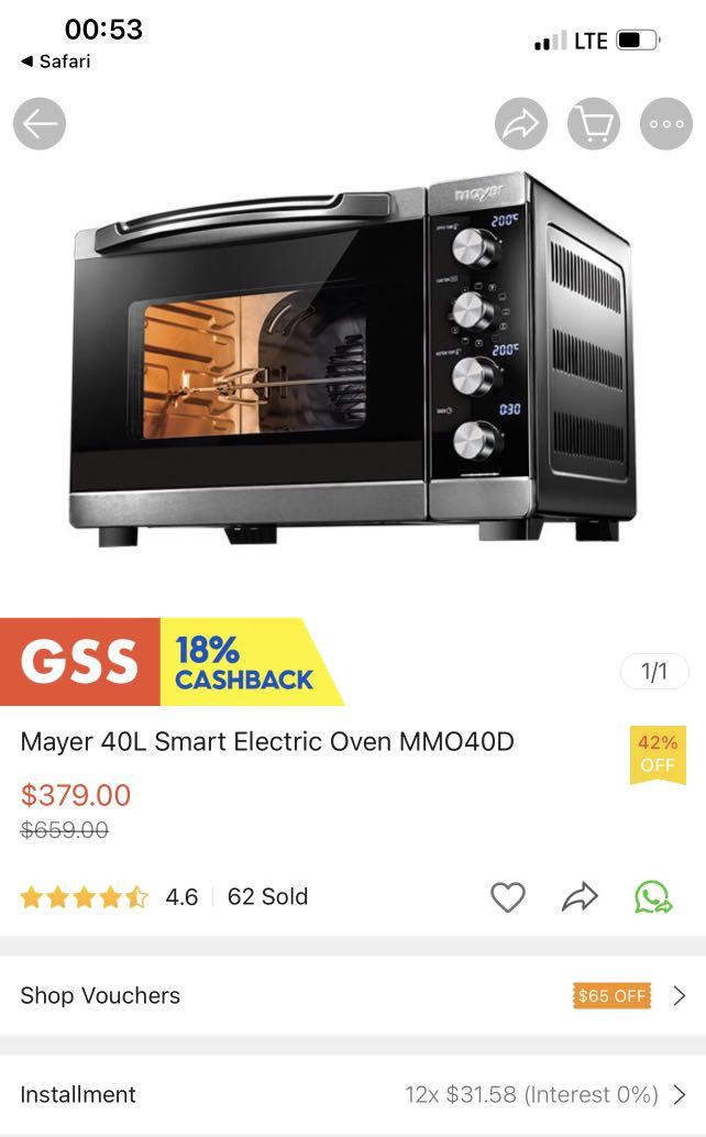 Mayer 40l smart store electric oven mmo40d