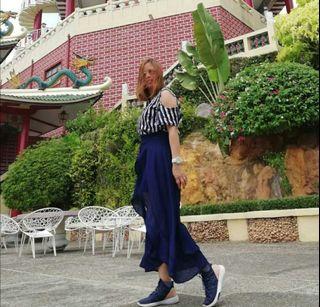 Navy Blue Long Skirt with Shorts