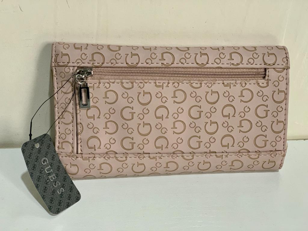 NEW GUESS GLEESON DUSTY MAUVE MULTI CLUTCH FLAP WALLET SALE