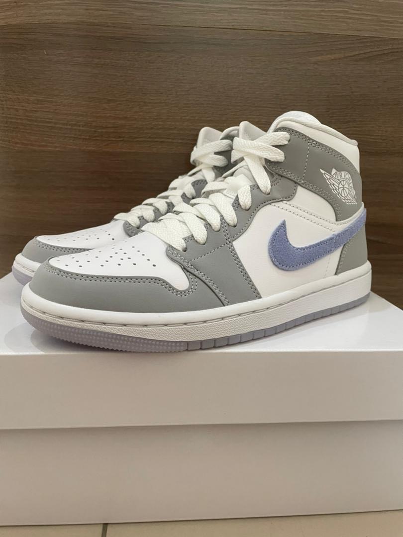 Nike Air Jordan 1 Mid Grey Blue Men S Fashion Footwear Sneakers On Carousell