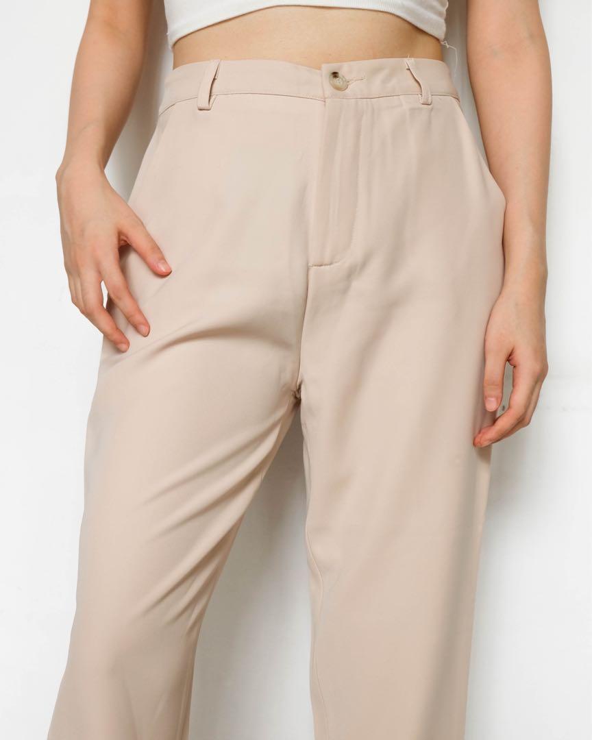 Nude Pale Pink Cropped Trousers, Women's Fashion, Bottoms, Other Bottoms on  Carousell
