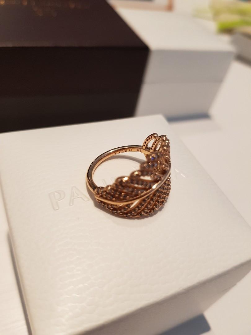 Pandora rose gold leaf ring size 48 