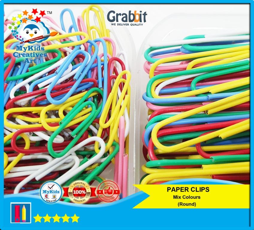 PAPER CLIPS (MIX COLOURS) ROUND CORNER, GRABBIT, Hobbies & Toys ...