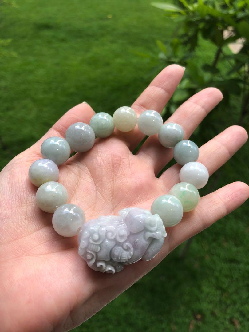 Pixiu Jade Bracelet for Men 12.5mm Jade Beads 12.5