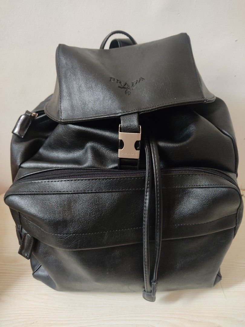Prada backpack (leather), Luxury, Bags & Wallets on Carousell