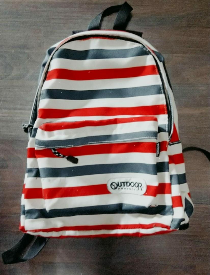 blue striped backpack