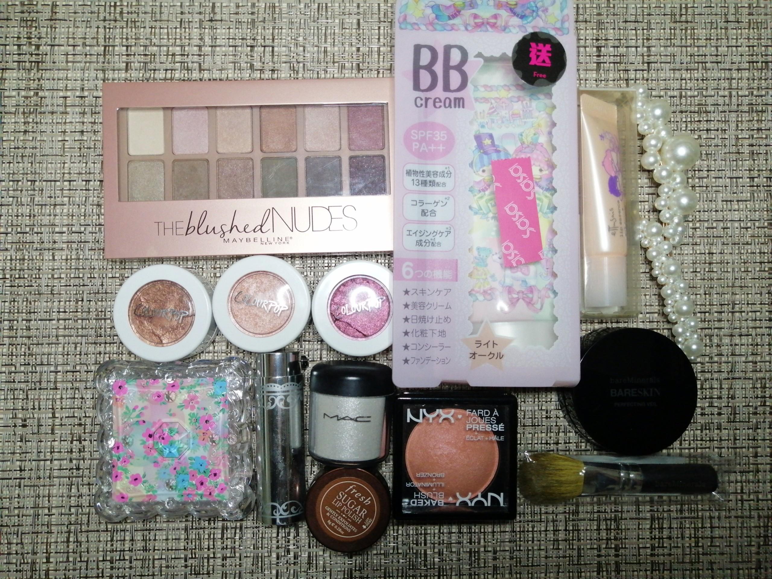 TAKE ALL MAKEUP DECLUTTER (Category: Makeup) located in Floridablanca. Submitted by dreamcart (Listing ID 1098360153, Image 2). Description: TAKE ALL MAKE UP FOR ₱3,000 ONLY!! Products included: – Maybelline The Blushed Nudes Eyeshadow Pallete – 3 Colourpop Super Shock Shadow (never been used, pero basag ng konti yung dalawa) – Jill Stuart Blush Compact – MAC Pigmented Colour Powder (used once, punong puno pa) – Fresh Sugar Lip Polish – NYX Baked