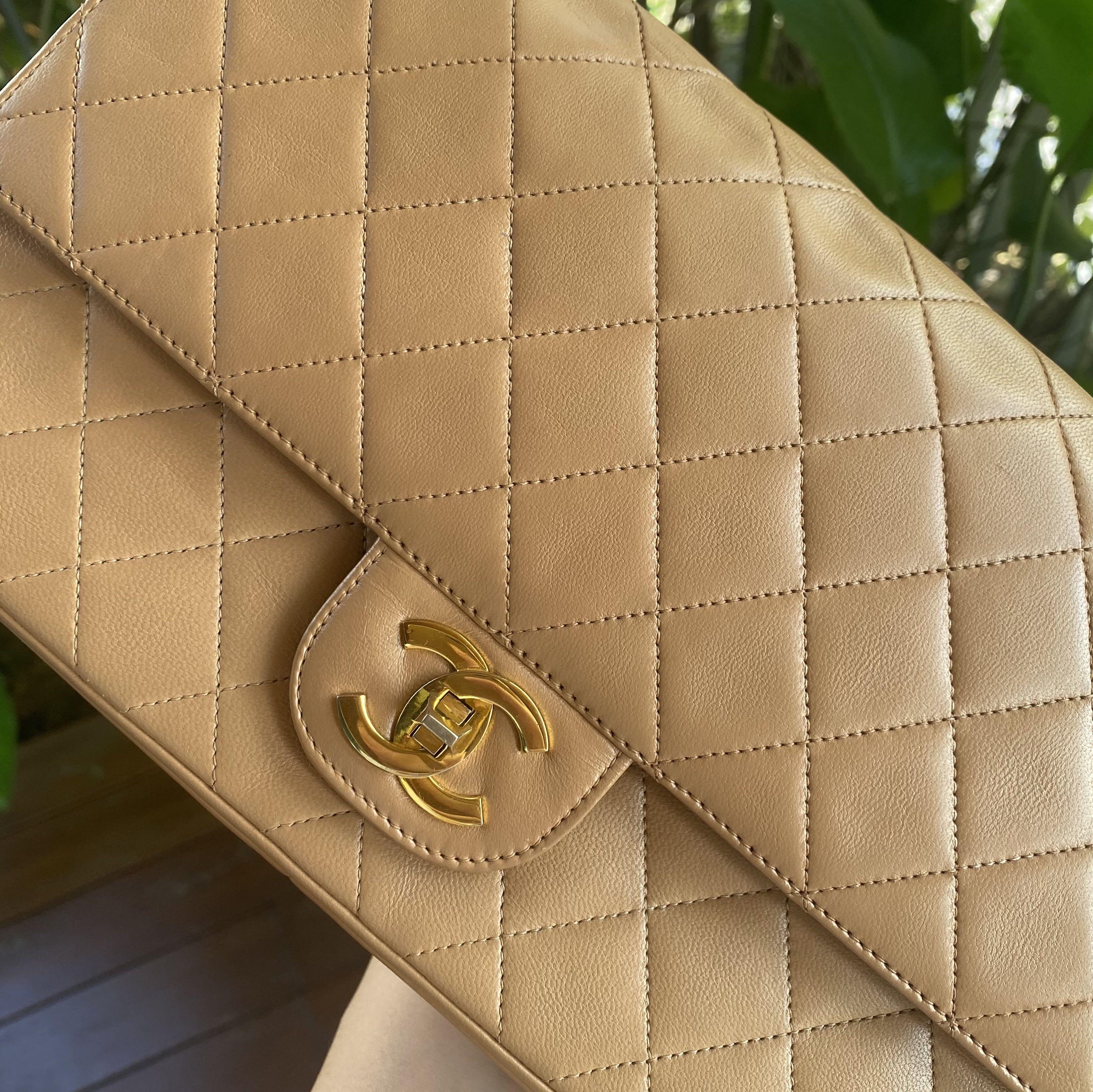 Chanel Camel Beige Caviar Jumbo Quilted Classic 2.55 Flap Bag