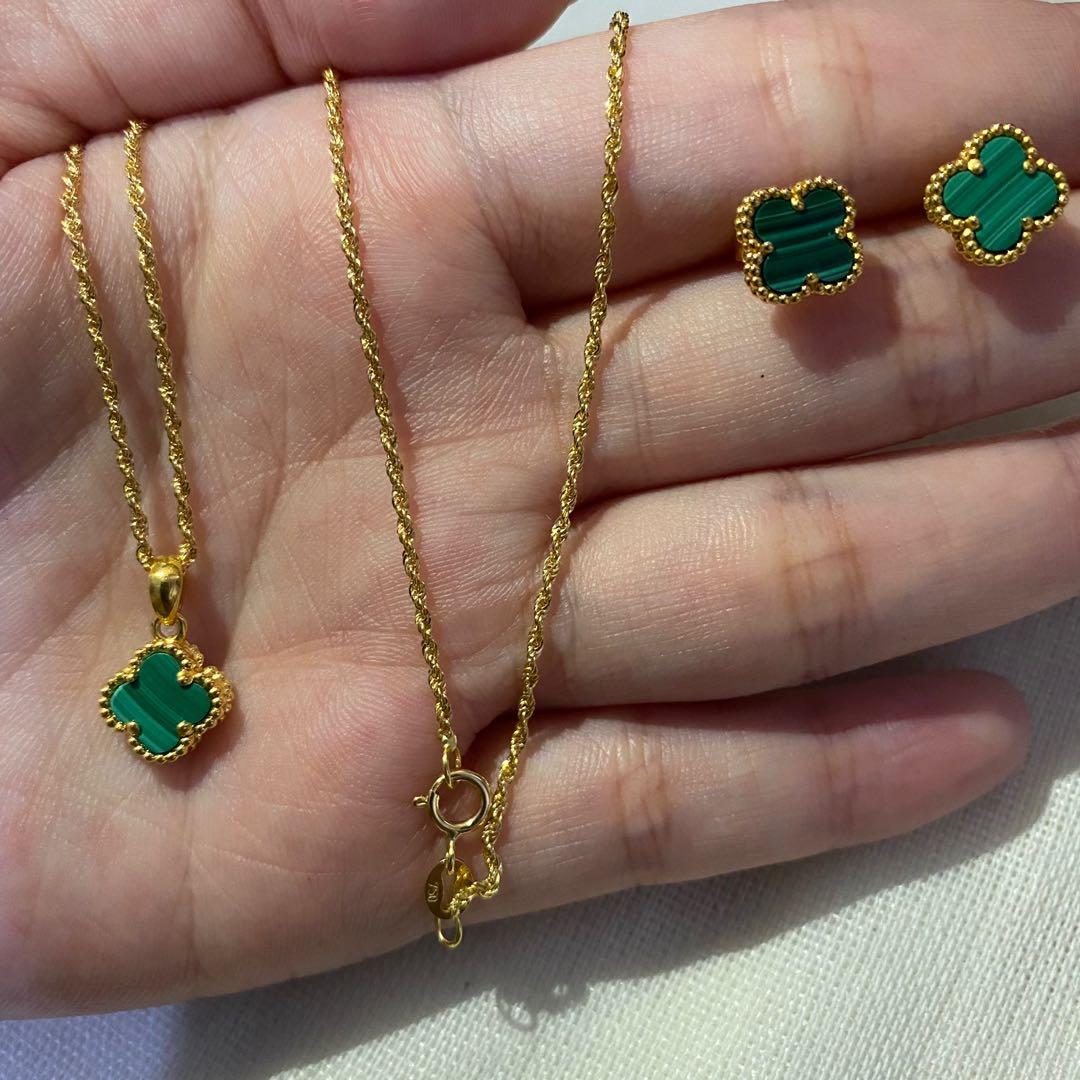 Vca green store necklace