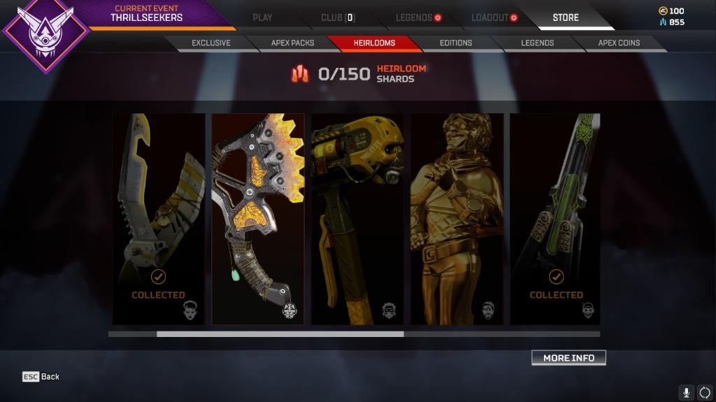 2 Heirloom Apex Legends Account Video Gaming Video Games On Carousell