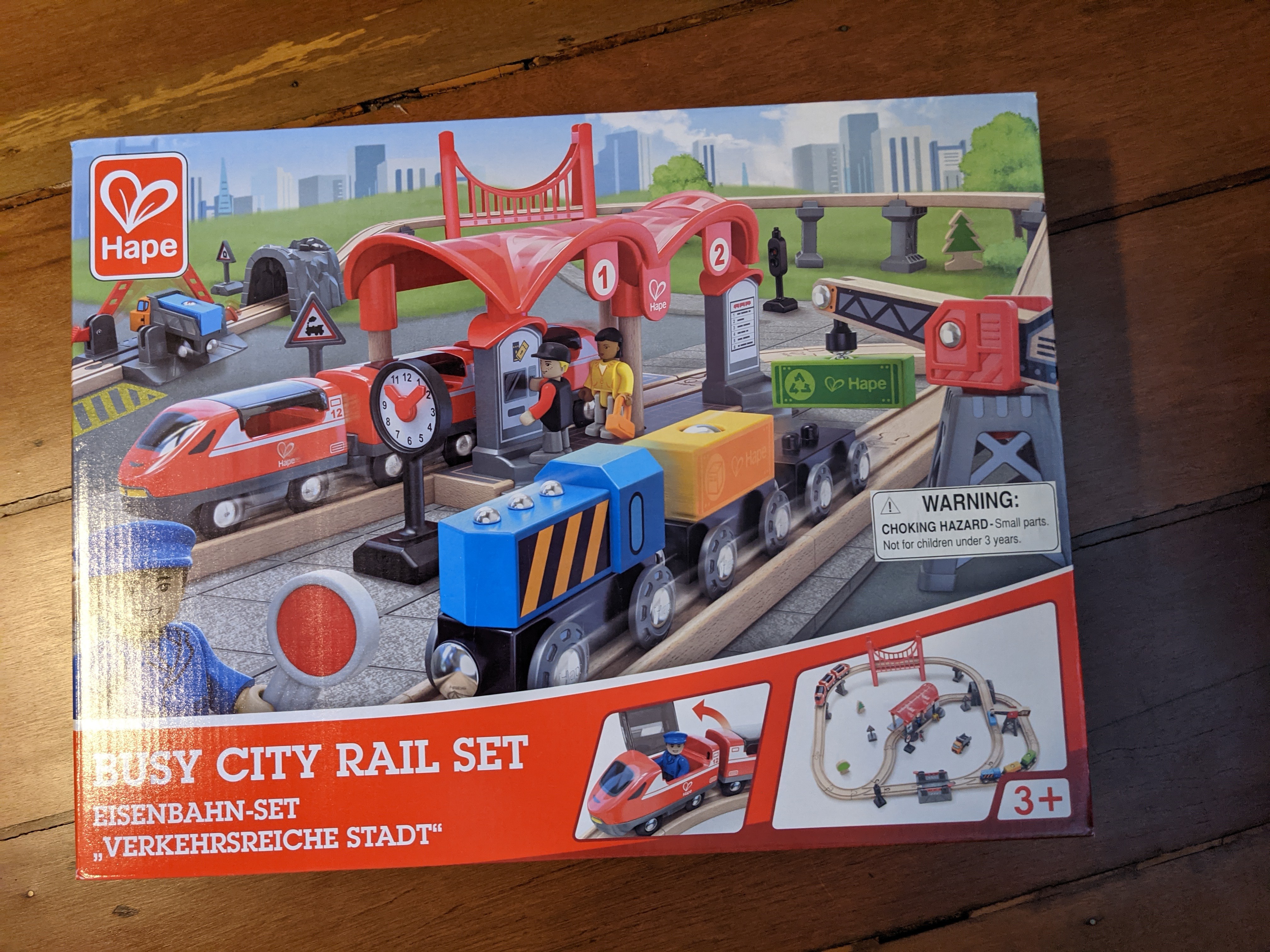 Hape Wooden Train Set: Busy City Rail Set - 51 Pieces - Children Ages 3+