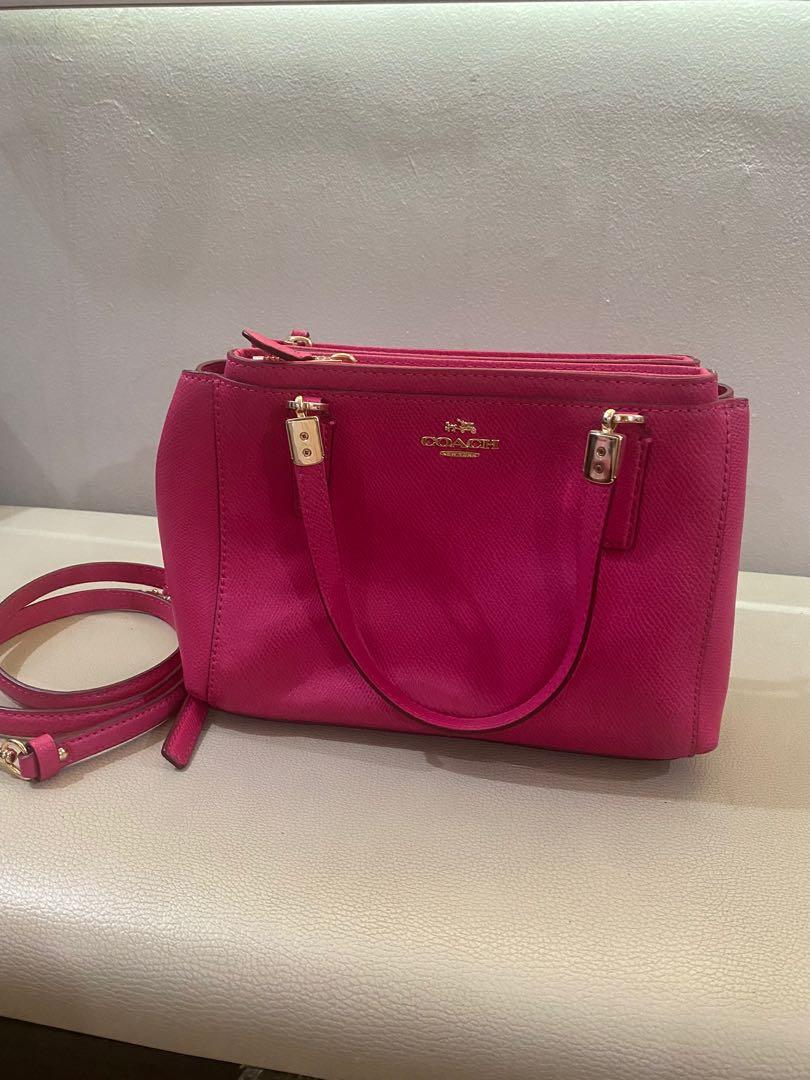 Stylish Neon Pink Coach Satchel Crossbody Bag