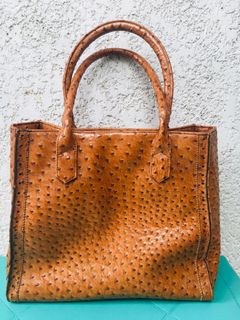 DISSONA Vintage Ostrich Skin Satchel Bag Purse