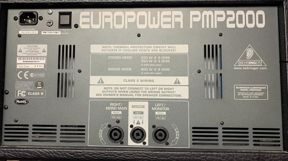 Behringer EUROPOWER PMP2000 2000Watt 14Channel Powered Mixer, Audio