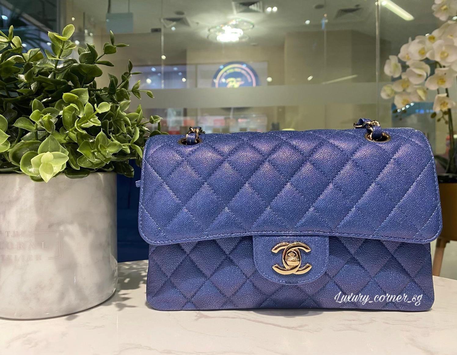 CHANEL CLASSIC SMALL 19S IRIDESCENT BLUE CAVIAR LGHW, Luxury, Bags &  Wallets on Carousell