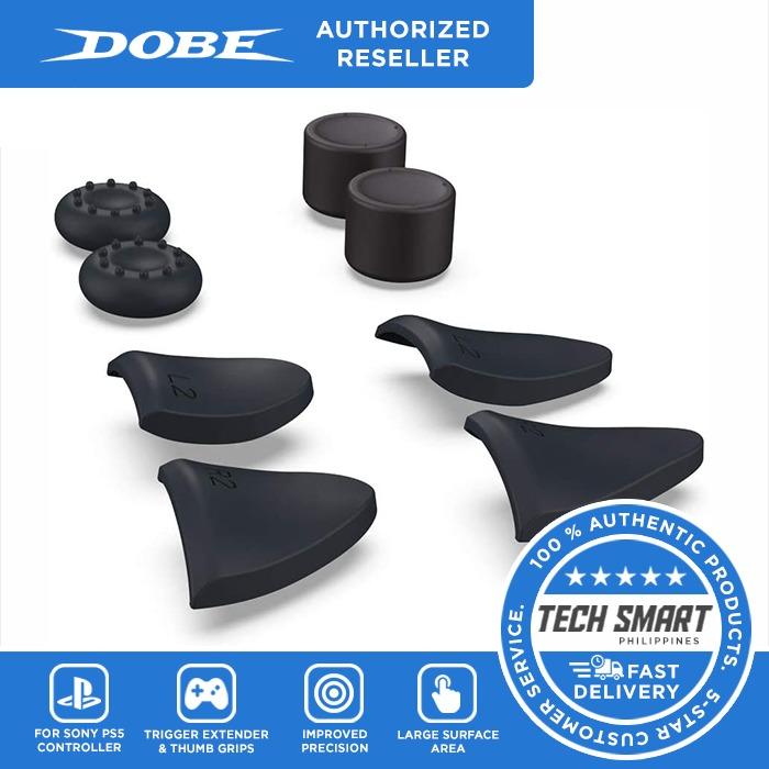 DOBE PS5 Trigger Extenders and Thumb Grips for Playstation 5 Controller (Category: Cases & Covers) located in Manila. Submitted by techsmartph (Listing ID 1103953407, Image 1). Description: * Comfortable PS5 Thumb Grips - The thumb grips are very comfortable and provide good levels of grip. Thumb grips provide improved precision and accuracy. The increased height of the thumb sticks can help with range of motion and therefore precision on faster 