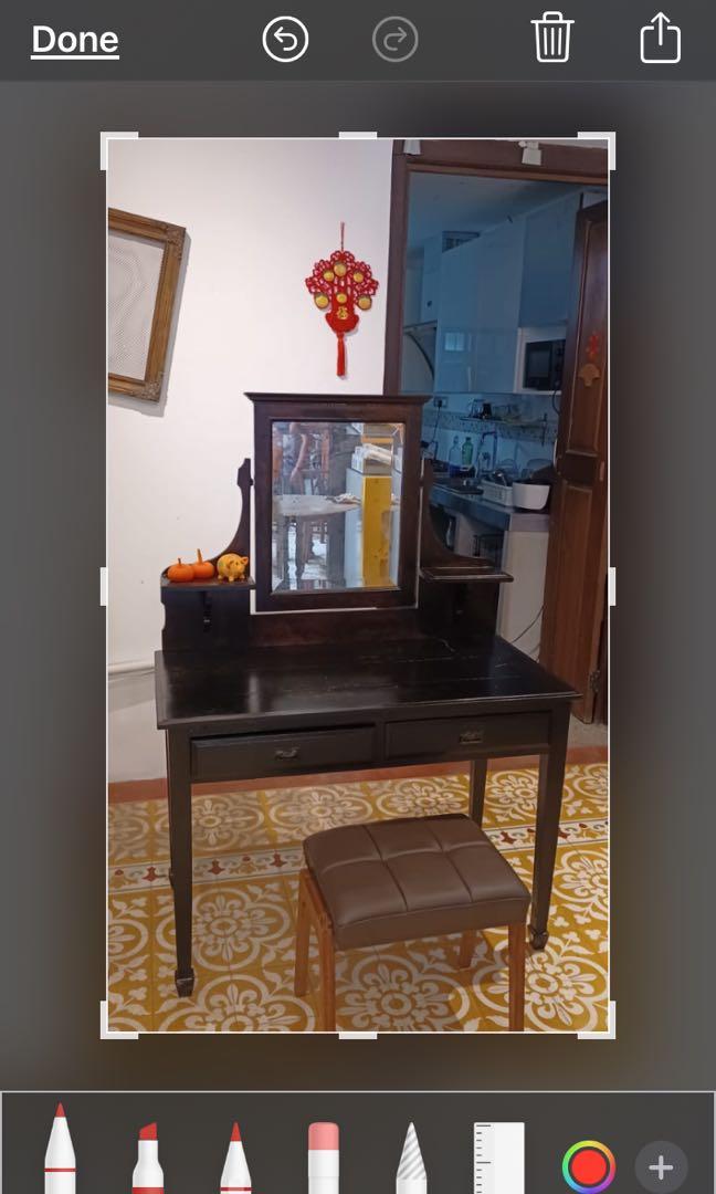 Dressing Table (Category: Tables & Sets) located in Singapore. Submitted by jimmseah_p001545a (Listing ID 1103942410, Image 1). Description: Dressing can be used as writing table. Dressing table without chair is a vintage item of this year.