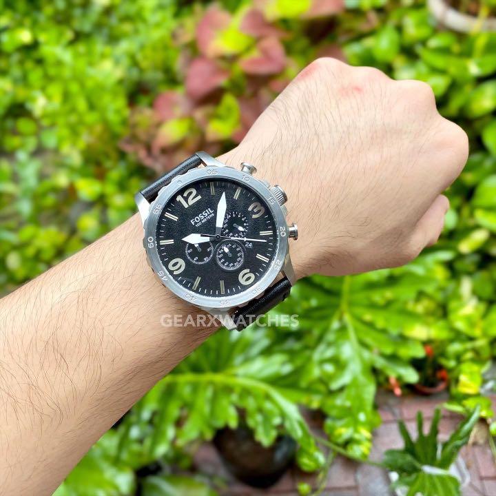 Fossil Nate Black Leather Chronograph Men s Watch Men s Fashion Watches Accessories Watches on Carousell