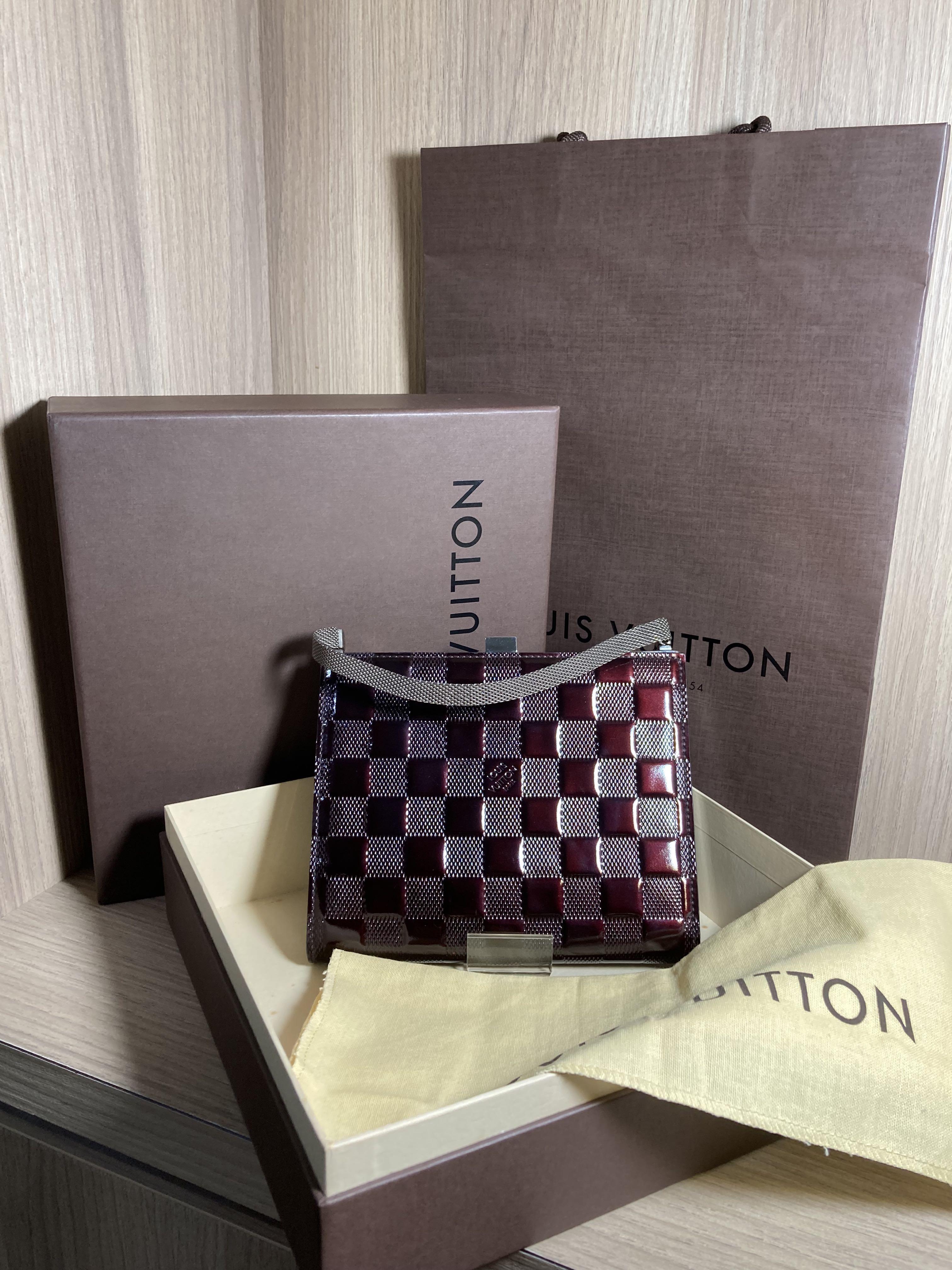 Louis vuitton ange gm deep green damier vernis leather best sale evening bag