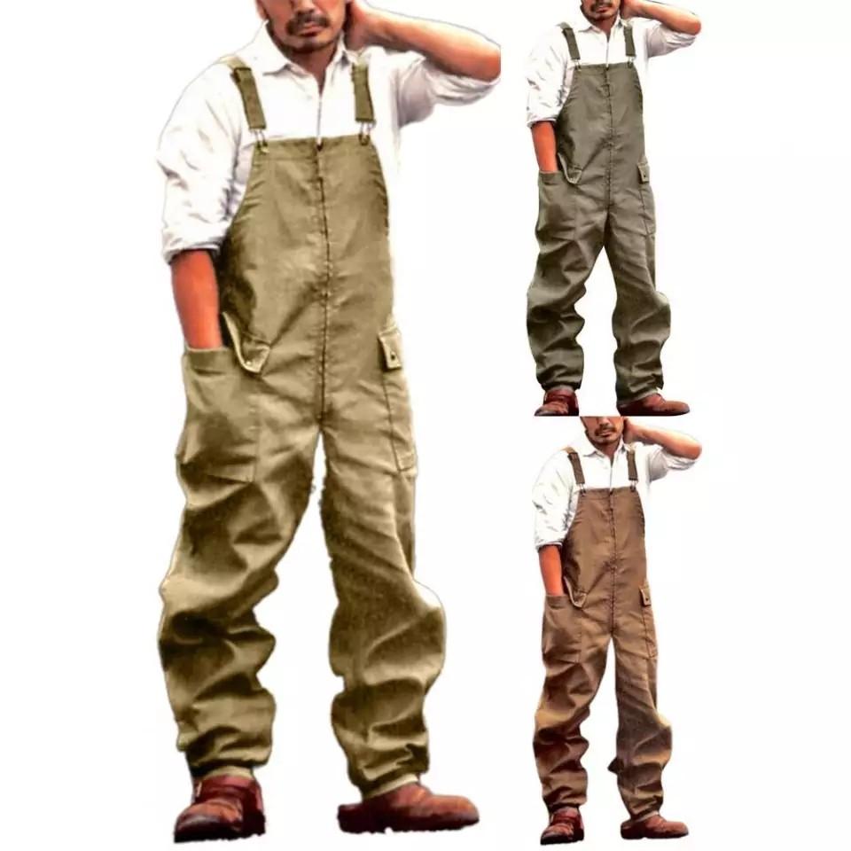 Men Overalls Baggy Jeans Trousers Jumpsuits Street Denim Bib