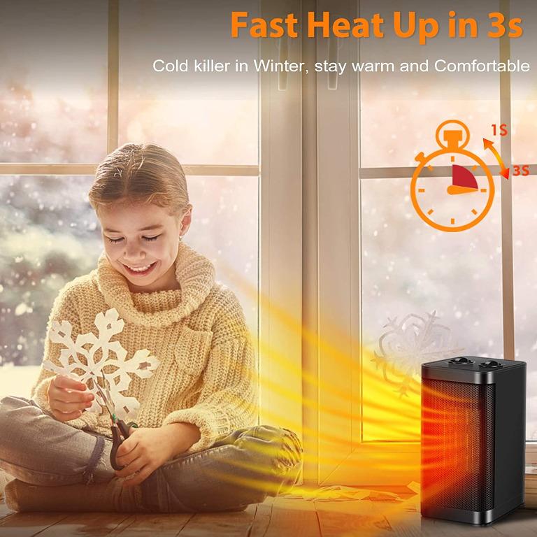 Merece Fan Heater - Portable Electric Fan Heaters for Home Bedroom Office  Desk Camping, 1500W PTC Heating Technology Ceramic Space Heater Mini Room  Heater Free Standing with Adjustable Thermostat, Furniture u0026 Home