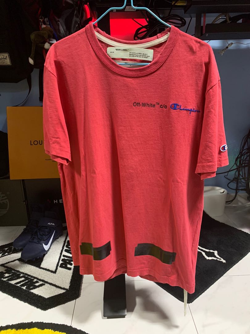 Off white x champion clearance red tee