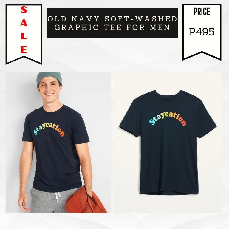 Old Navy Soft-Washed Graphic Tee for Men Staycation, Men's Fashion, Tops &  Sets, Tshirts & Polo Shirts on Carousell