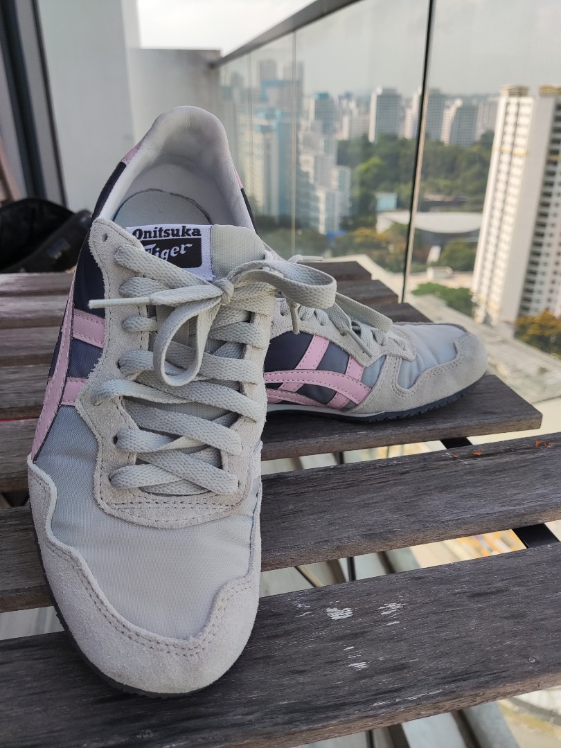 Onitsuka tiger Serrano Mid Grey Blossom Pink Women s Fashion