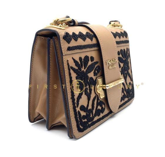 Prada cahier embroidered shoulder bag sales