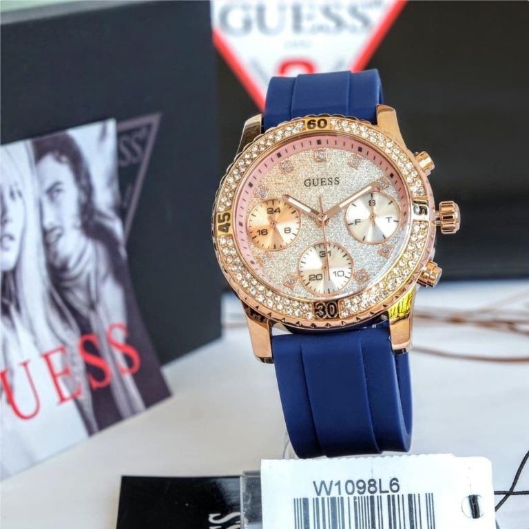 READY STOCK ORIGINAL GUESS CONFETTI ROSEGOLD GLITTER DIAL