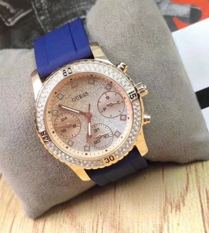 READY STOCK ORIGINAL GUESS CONFETTI ROSEGOLD GLITTER DIAL
