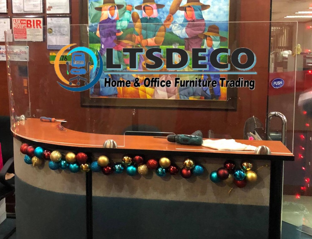 reception table with counter and acrylic glass barrier divider ll ...