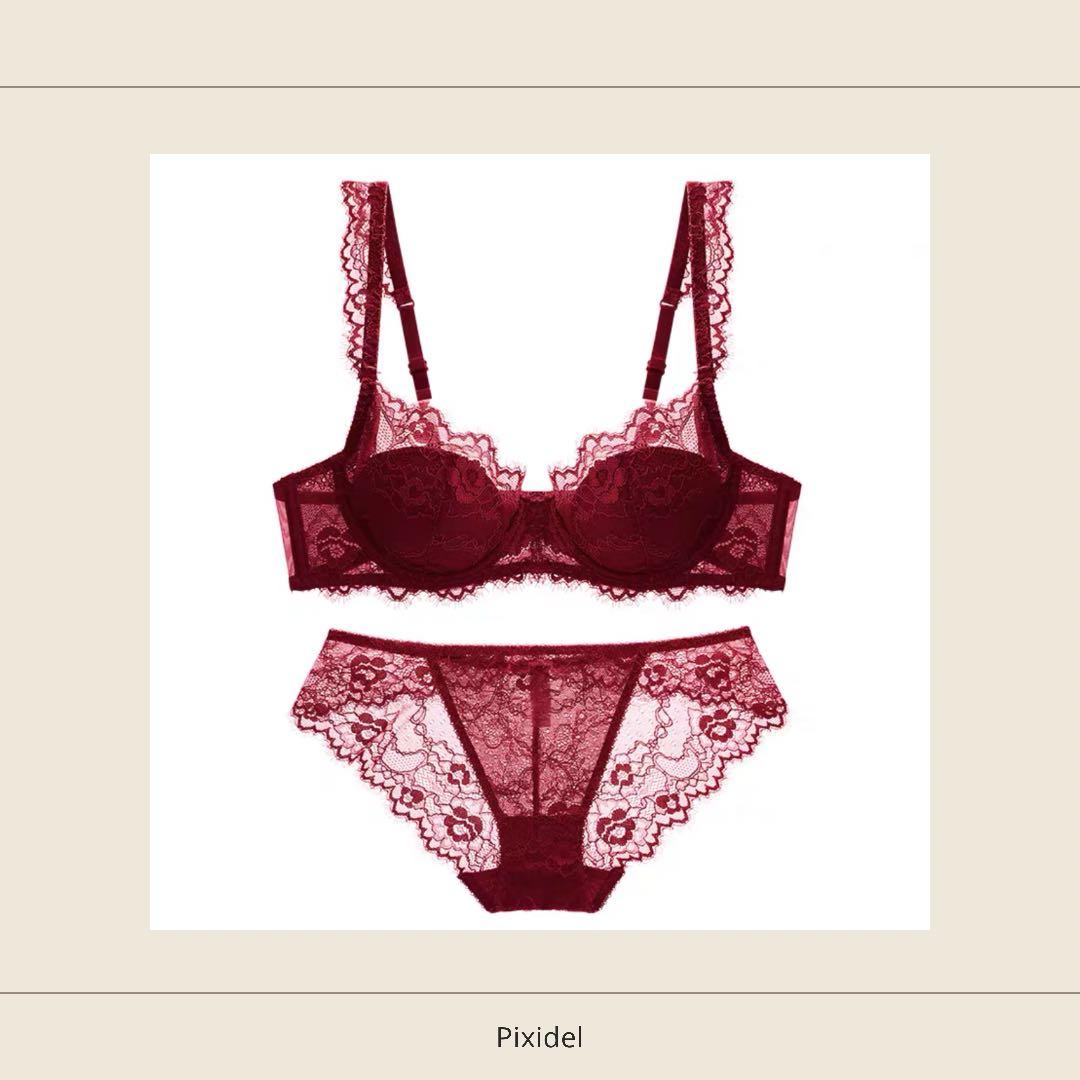 Red Sexy Half Cup Lace Lingerie, Women's Fashion, New