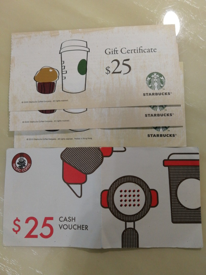 starbucks gift certificate pacific coffee cash voucher, 門票＆禮券, 兌換券