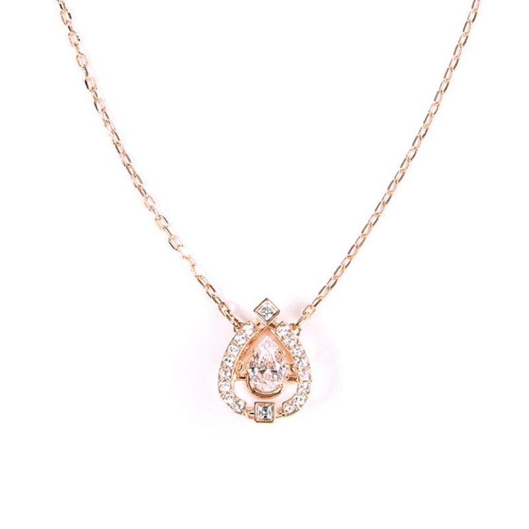 SWAROVSKI Sparkling Dance Pear Necklace Rose Gold 5451993