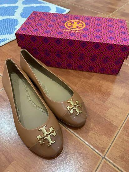 Tory Burch Brown Everly Cap Toe Ballet Flats