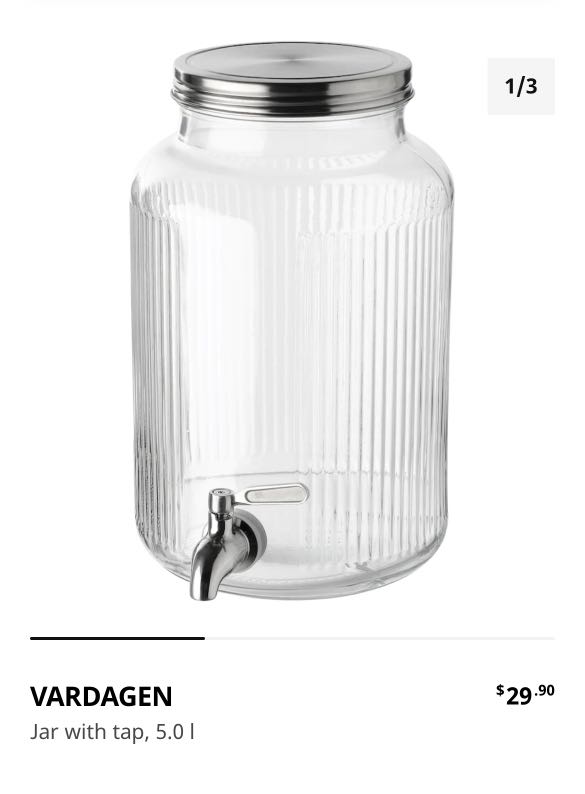 Vardagen Glass Water Dispenser 5L IKEA, Furniture & Home Living