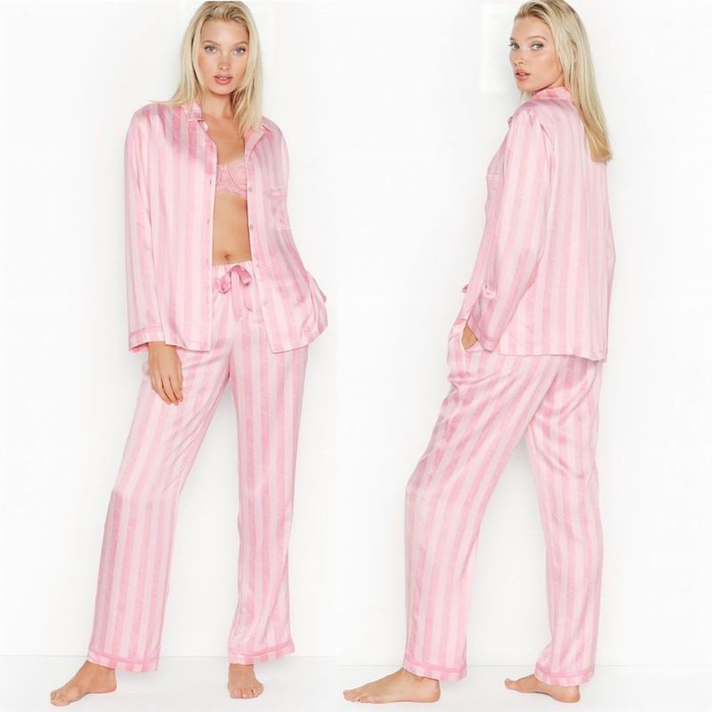 Vs victoria's secret pink stripes emboss piyama pajamas set bukan zara ...