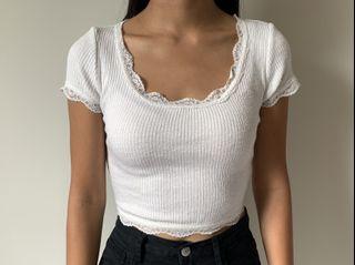 White lace crop top