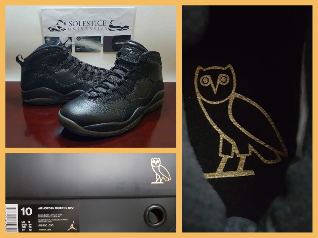Air Jordan 10 OVO Black, Men's Fashion 