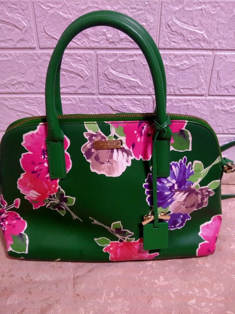 Authentic Kate spade Kelly green floral leather two way bag, Women's  Fashion, Bags & Wallets, Cross-body Bags on Carousell