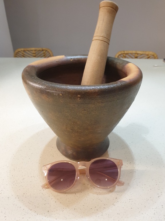 Clay Mortar and Pestle Thailand, for making Papaya Salad (Som Tam