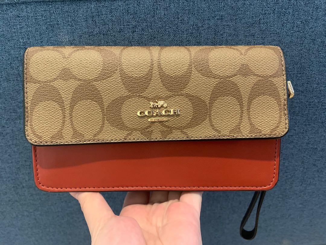 Coach foldover wristlet in signature canvas clearance